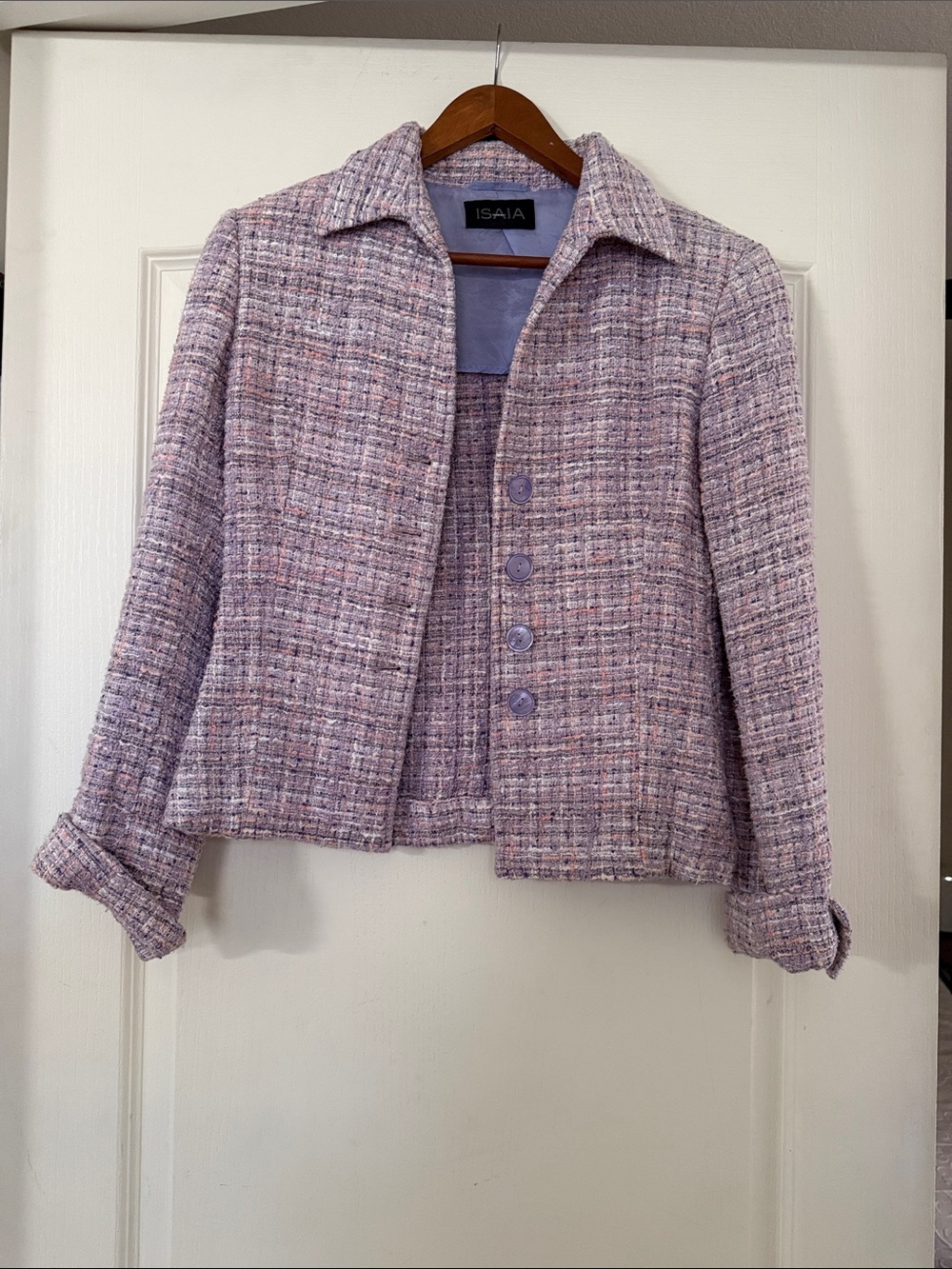 Isaia Lavender-Pink Tweed Women's Blazer Jacket